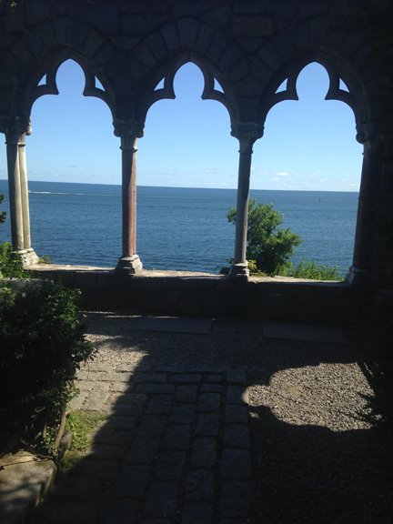 Hammond Castle arcade and Ocean view